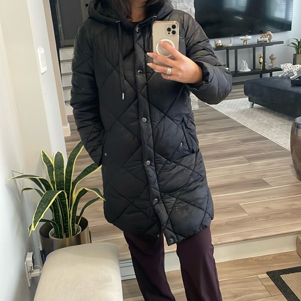 MICHAEL Michael Kors Ultra Lightweight Black Puffer Hooded Coat